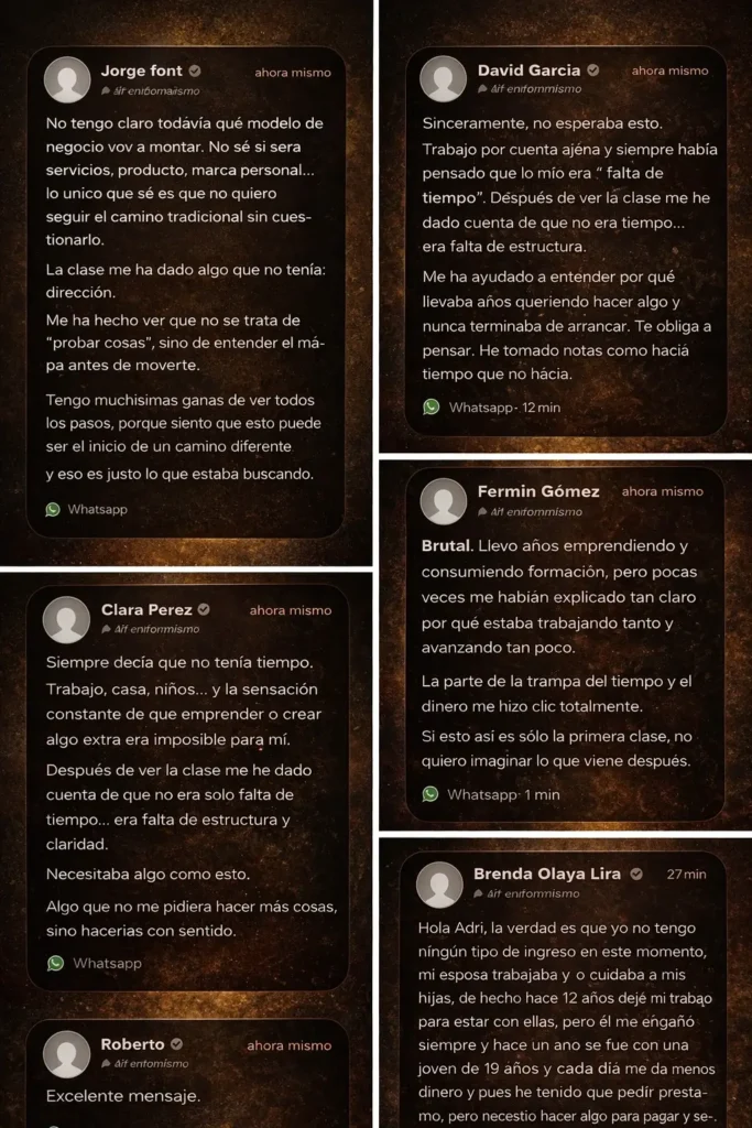 Testimonios de la primera sesión de Cimientos, extraído del grupo de WhatsApp.